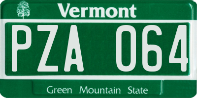 VT license plate PZA064