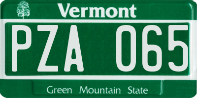 VT license plate PZA065
