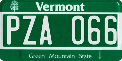 VT license plate PZA066