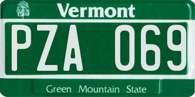 VT license plate PZA069