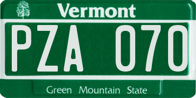 VT license plate PZA070