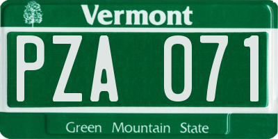 VT license plate PZA071