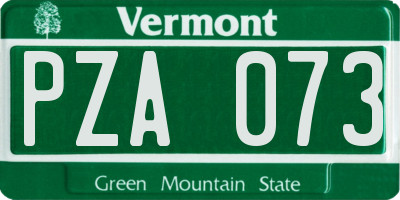 VT license plate PZA073