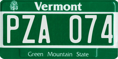 VT license plate PZA074