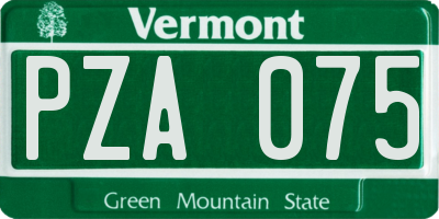 VT license plate PZA075