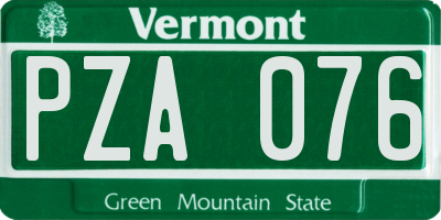 VT license plate PZA076