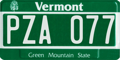 VT license plate PZA077
