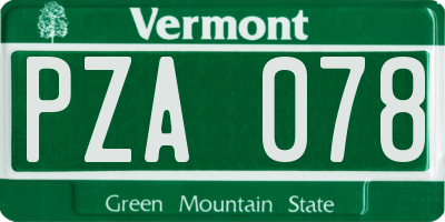 VT license plate PZA078
