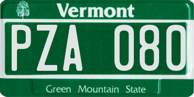 VT license plate PZA080