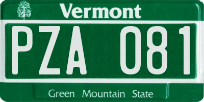 VT license plate PZA081