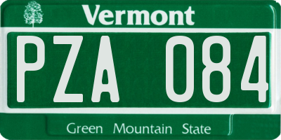 VT license plate PZA084