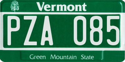 VT license plate PZA085