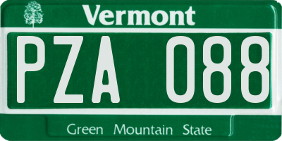 VT license plate PZA088