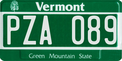 VT license plate PZA089