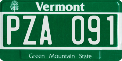 VT license plate PZA091