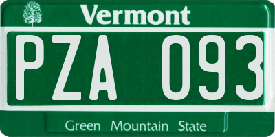 VT license plate PZA093