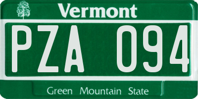 VT license plate PZA094