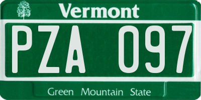 VT license plate PZA097
