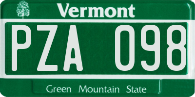 VT license plate PZA098