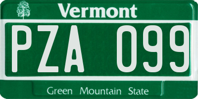 VT license plate PZA099
