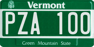 VT license plate PZA100