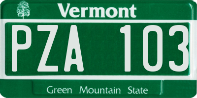 VT license plate PZA103