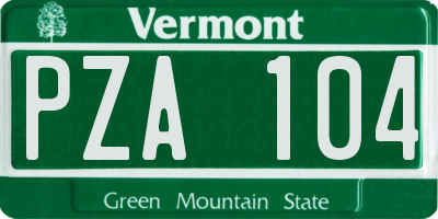 VT license plate PZA104