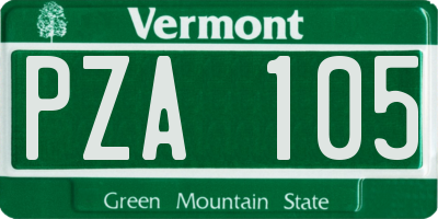 VT license plate PZA105