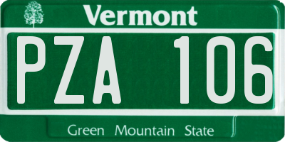 VT license plate PZA106
