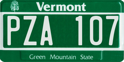 VT license plate PZA107