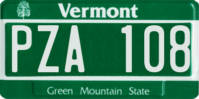 VT license plate PZA108