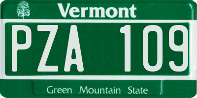 VT license plate PZA109