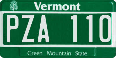 VT license plate PZA110