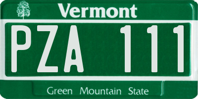 VT license plate PZA111