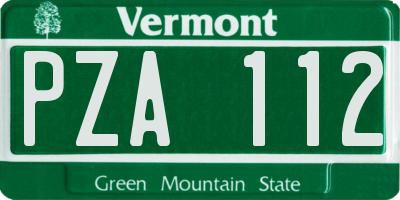 VT license plate PZA112