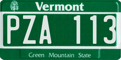 VT license plate PZA113