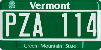 VT license plate PZA114