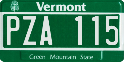 VT license plate PZA115
