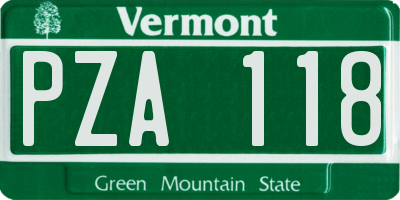 VT license plate PZA118
