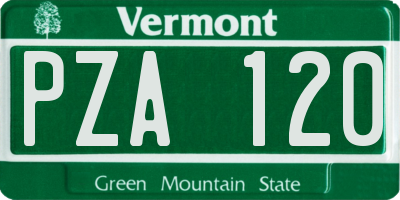 VT license plate PZA120