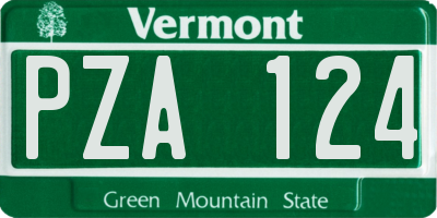 VT license plate PZA124