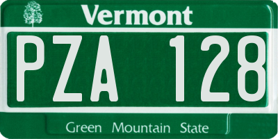 VT license plate PZA128