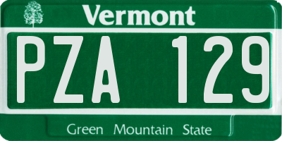 VT license plate PZA129