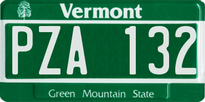 VT license plate PZA132