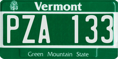 VT license plate PZA133