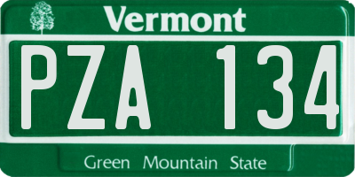 VT license plate PZA134