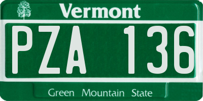 VT license plate PZA136