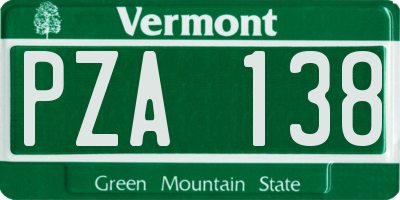VT license plate PZA138