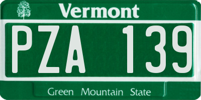VT license plate PZA139