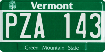 VT license plate PZA143